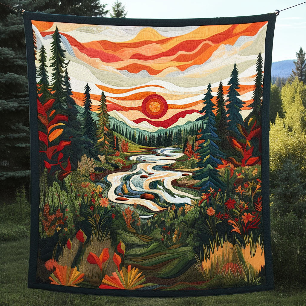 Forest Stream Quilted Blanket Cute Colorful Blanket Christmas Gift For Girlfriend