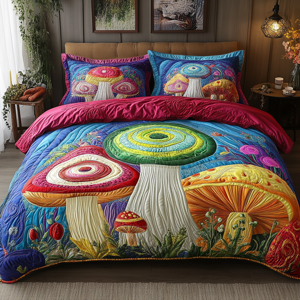 Forest Whimsy Quilted Bedding Set Duvet Cover Bedspreads Gifts For The Hippie In Your Life