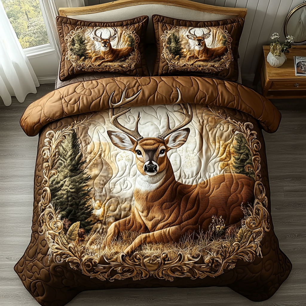 Forest White Tailed Quilted Bedding Set Duvet Cover Bedspread Deer Gifts For Brothers Forest White Tailed Quilted Bedding Set Duvet Cover Bedspread Deer Gifts For Brothers