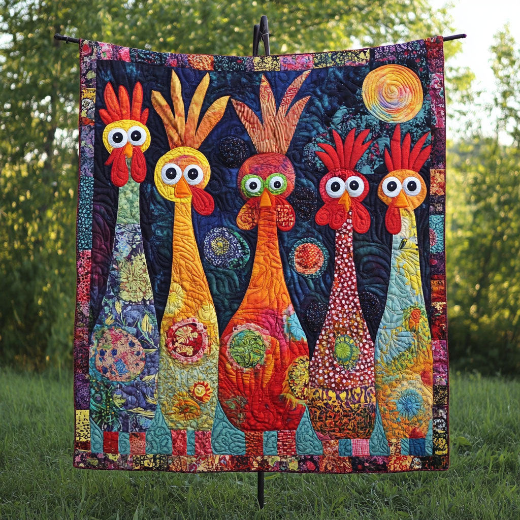 Fowl Play Quilted Blanket Cute Colorful Blanket Chicken Lover Presents Fowl Play Quilted Blanket Cute Colorful Blanket Chicken Lover Presents