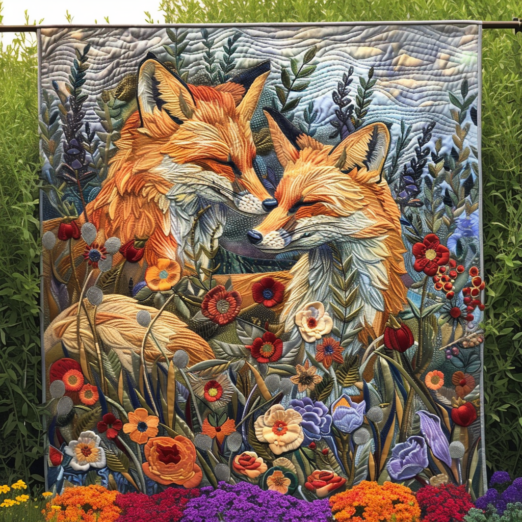 Fox Journey Quilted Blanket Cute Throw Blanket Fox Gifts For Him Her Fox Journey Quilted Blanket Cute Throw Blanket Fox Gifts For Him Her