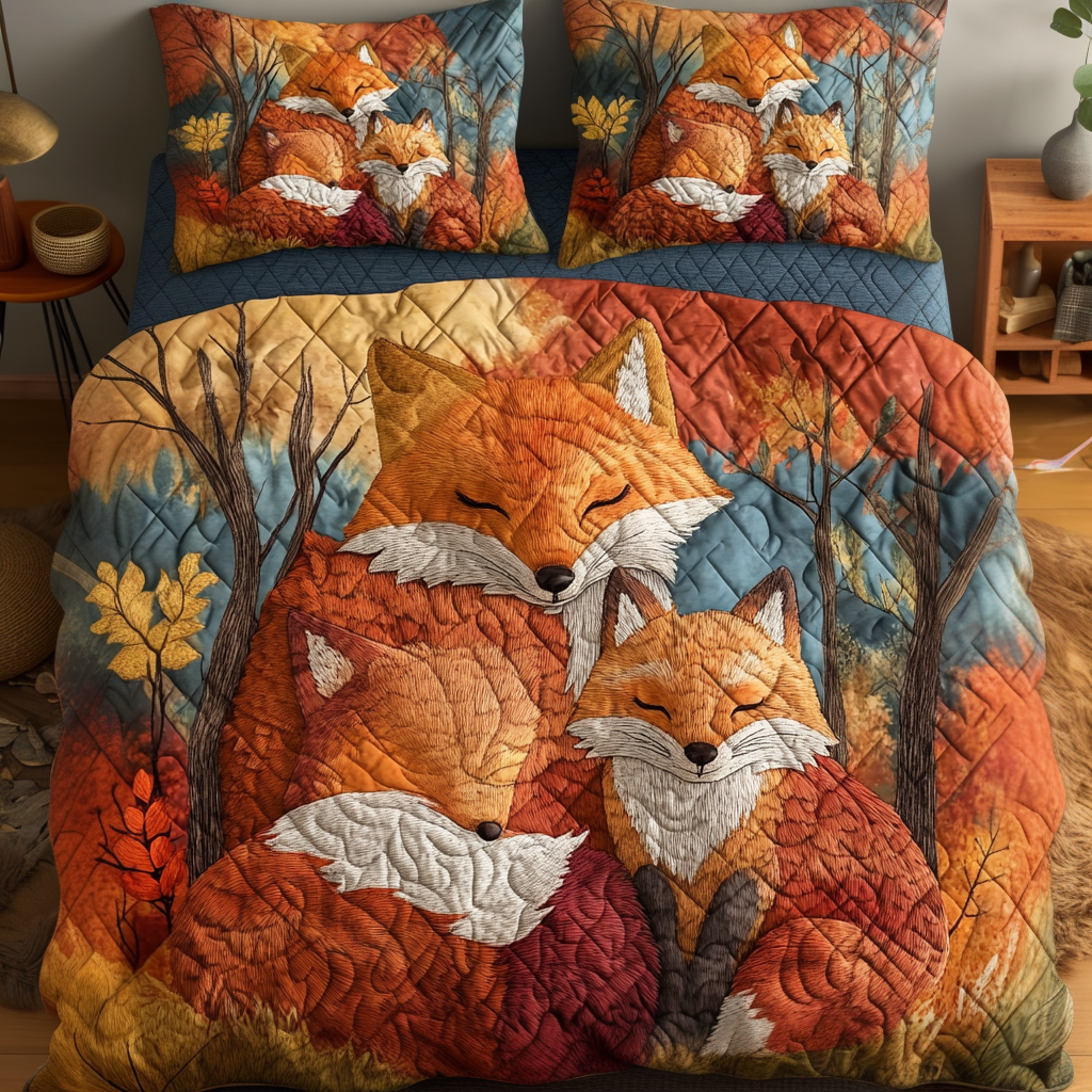 Fox Nest Quilted Bedding Set Duvet Cover Bed Sheet Set Fox Gifts For Dad Fox Nest Quilted Bedding Set Duvet Cover Bed Sheet Set Fox Gifts For Dad