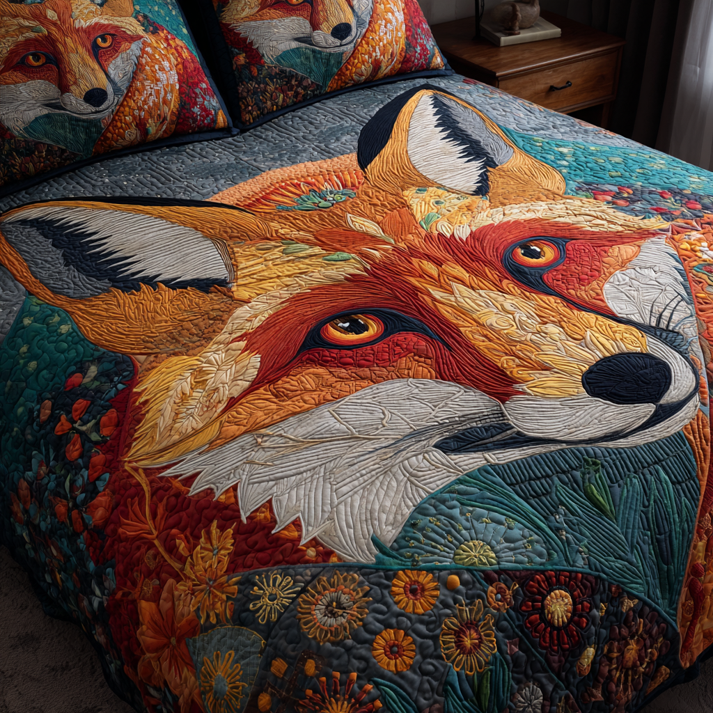 Fox Run Quilted Bedding Set Duvet Cover Bed Sheet Set Cute Fox Themed Gifts Fox Run Quilted Bedding Set Duvet Cover Bed Sheet Set Cute Fox Themed Gifts