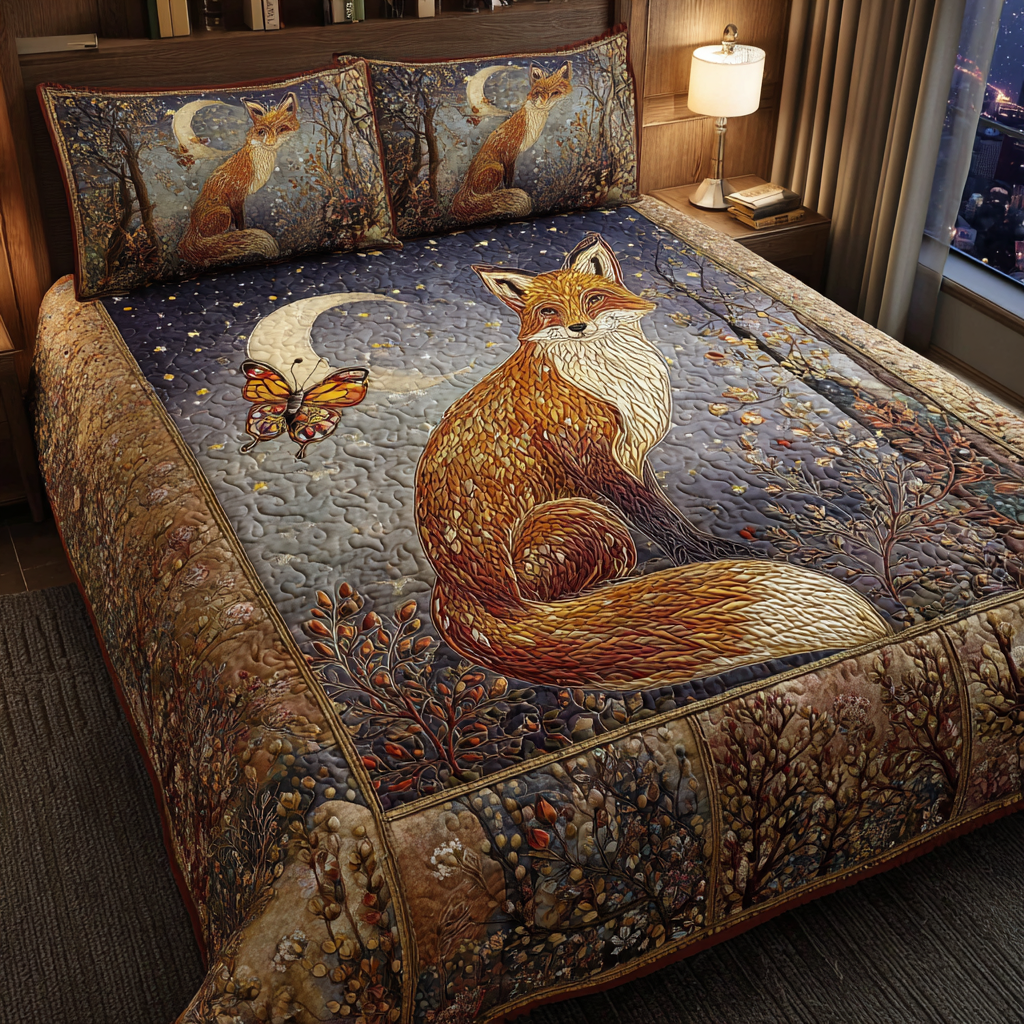 Fox Spirit Quilted Bedding Set Duvet Cover Bed Sheet Set Fox Gifts For Men Fox Spirit Quilted Bedding Set Duvet Cover Bed Sheet Set Fox Gifts For Men