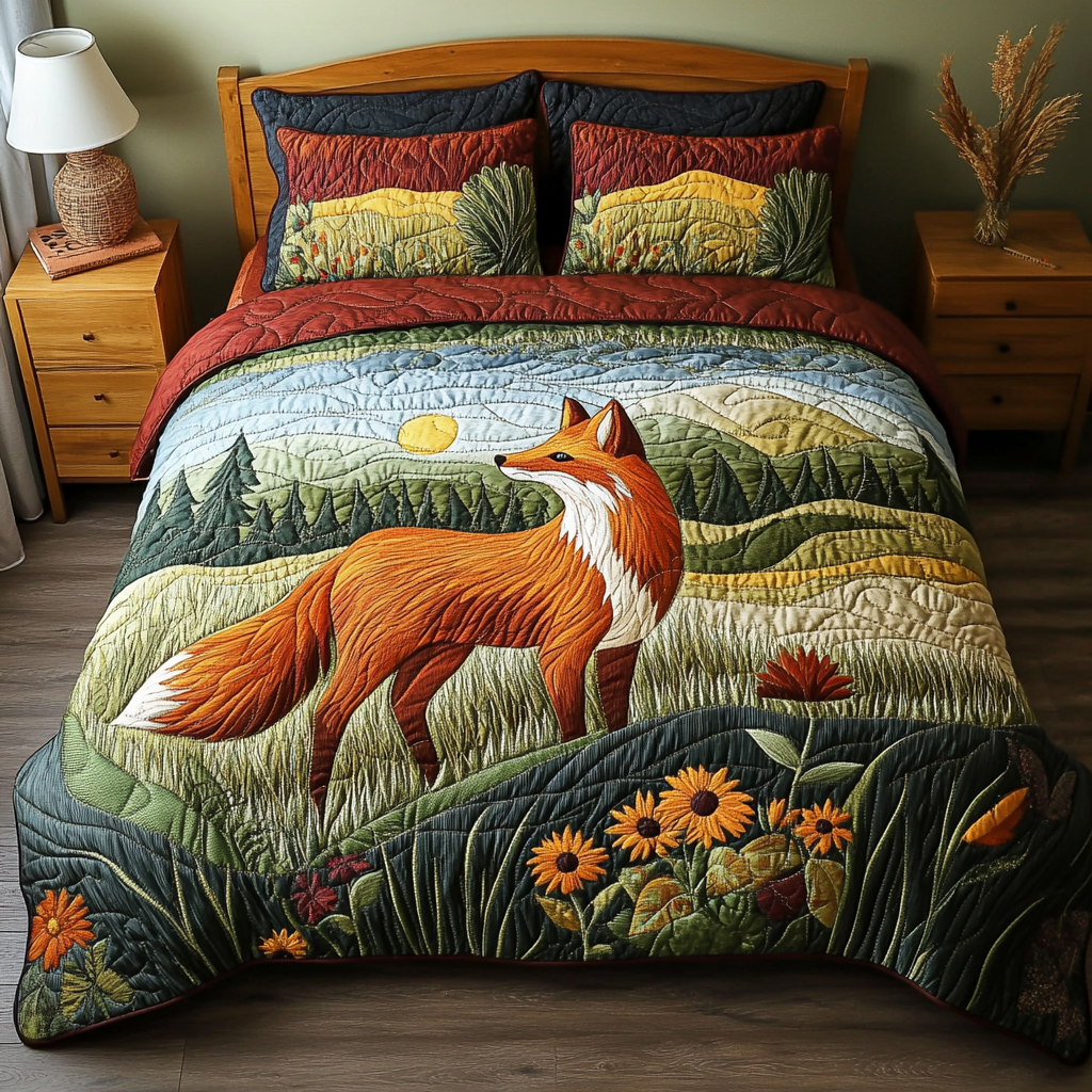 Fox Tracks Quilted Bedding Set Duvet Cover Bedspread Best Unique Gifts For Fox Lovers Fox Tracks Quilted Bedding Set Duvet Cover Bedspread Best Unique Gifts For Fox Lovers