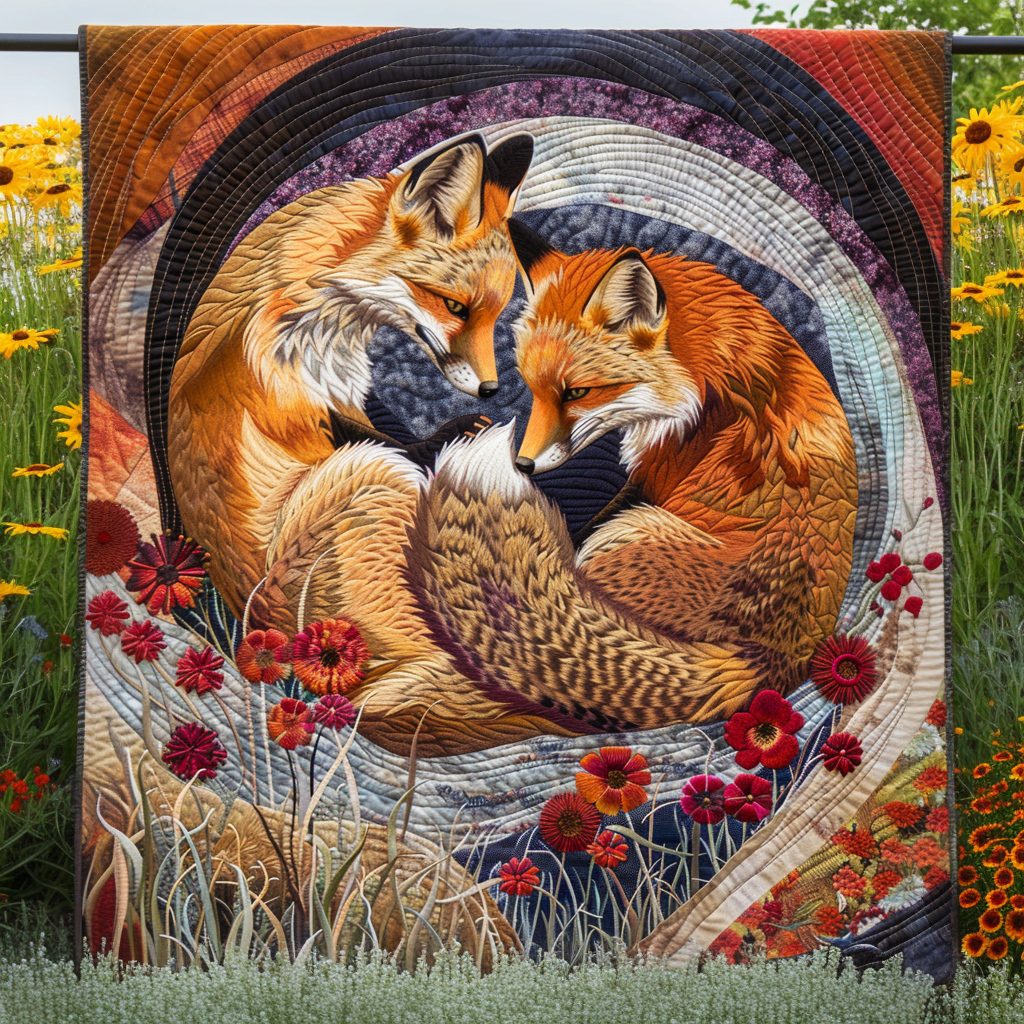 Fox Trail Quilted Blanket Cute Throw Blanket Cute Fox Themed Gifts Fox Trail Quilted Blanket Cute Throw Blanket Cute Fox Themed Gifts