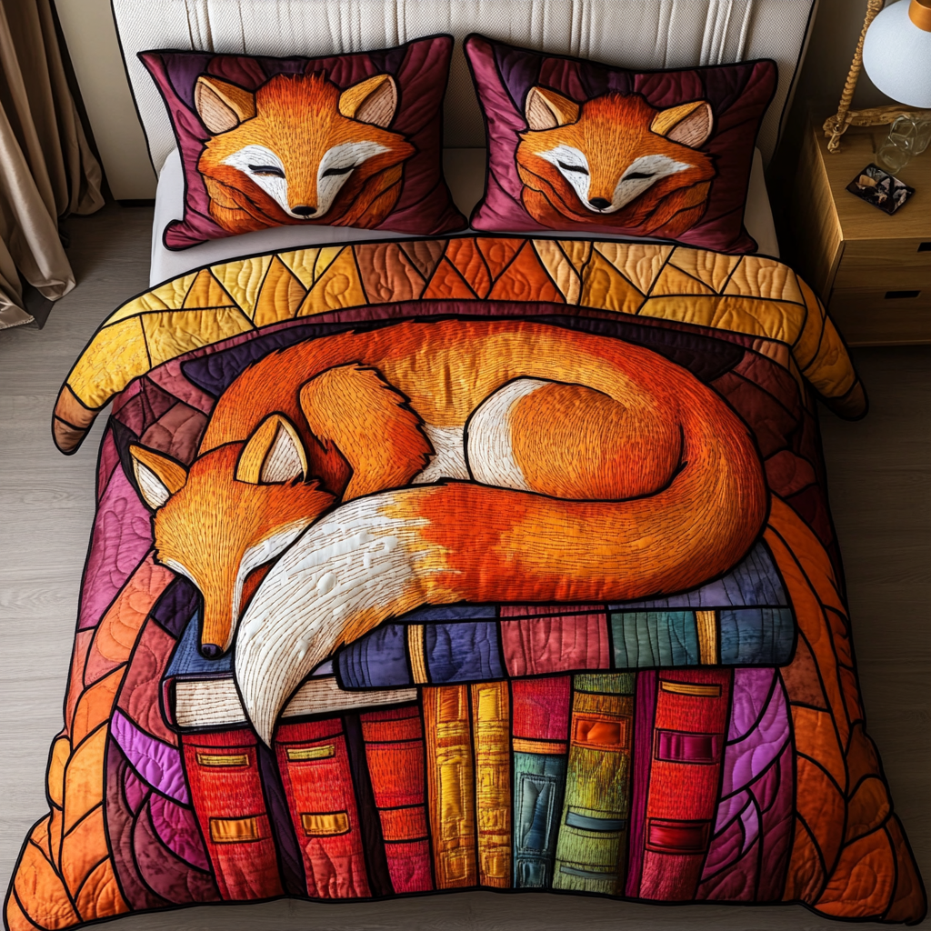 Foxy Nature Quilted Bedding Set Duvet Cover Bedspread Unique Gifts For Fox Lovers Foxy Nature Quilted Bedding Set Duvet Cover Bedspread Unique Gifts For Fox Lovers