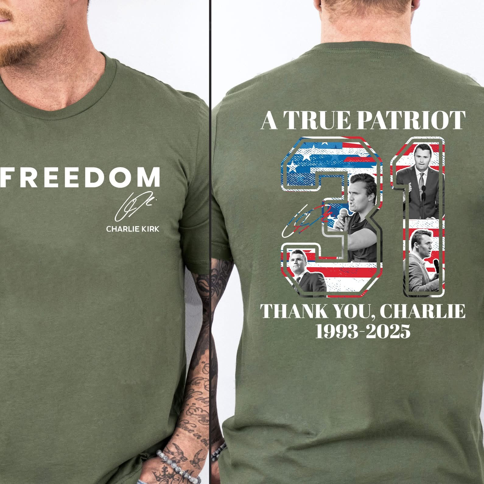 Freedom Charlie Kirk T-Shirt A True Patriot 31 Thank You Charlie Shirt Gifts For Trump Fans