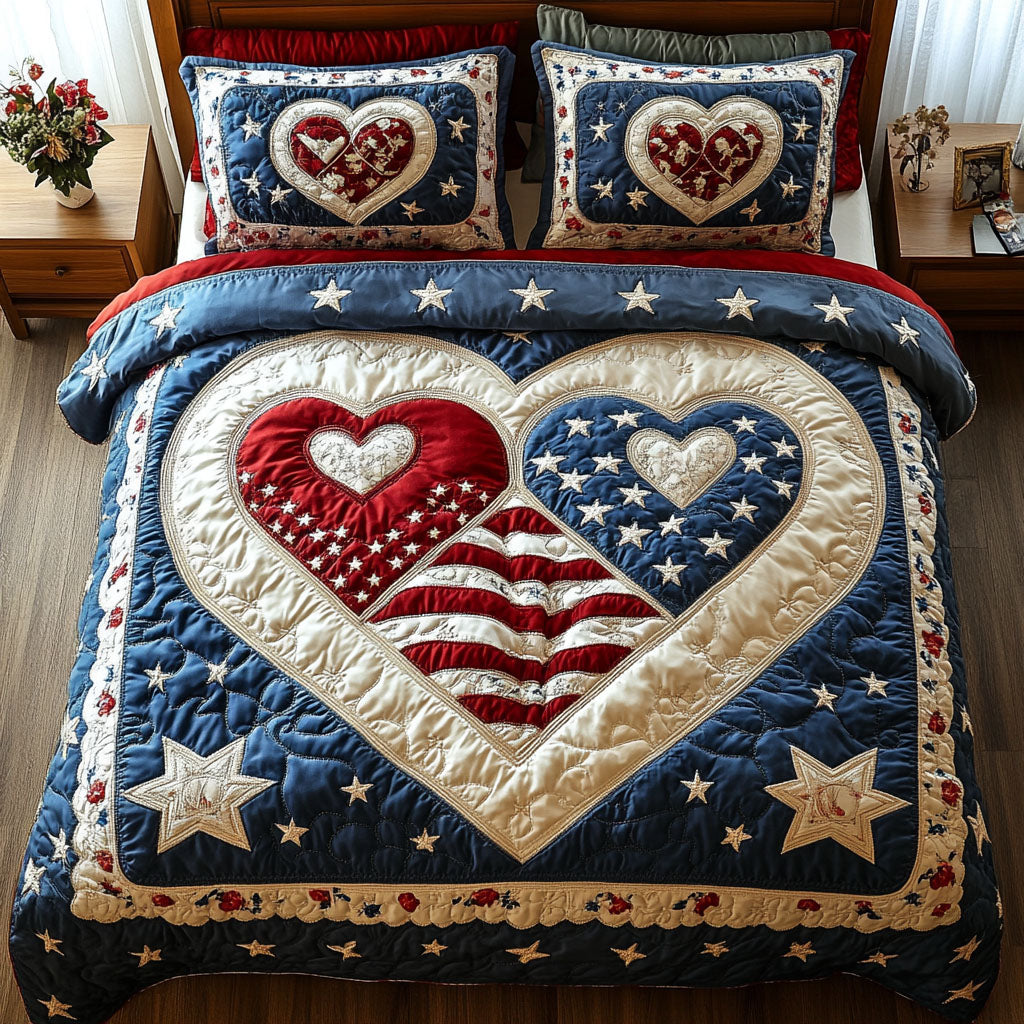 Freedom Hearts Quilted Bedding Set Duvet Cover Bedspreads Patriotic Mothers Day Gifts Freedom Hearts Quilted Bedding Set Duvet Cover Bedspreads Patriotic Mothers Day Gifts