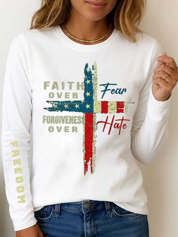 Freedom Long Sleeve Shirt Faith Over Fear Forgiveness Over Hate Shirt Charlie Kirk Merch Freedom Long Sleeve Shirt Faith Over Fear Forgiveness Over Hate Shirt Charlie Kirk Merch