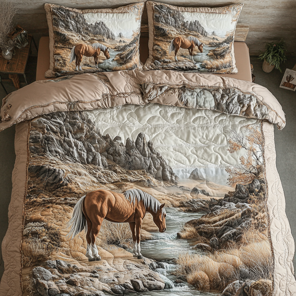 Freedom Ride Quilted Bedding Set Duvet Cover Bed Sheet Set Gifts For Someone Who Loves Horses