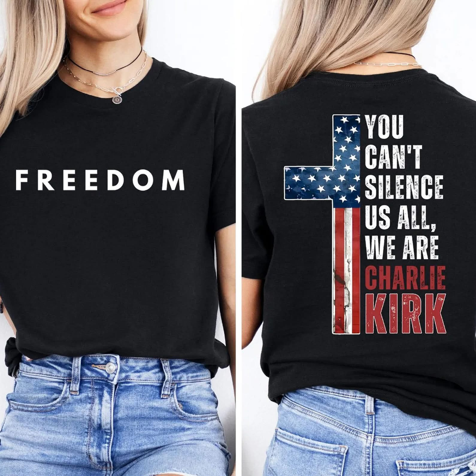 Freedom T-Shirt You Can't Silence Us All We Are Charlie Kirk Shirt Gifts For Trump Fans Freedom T-Shirt You Can't Silence Us All We Are Charlie Kirk Shirt Gifts For Trump Fans