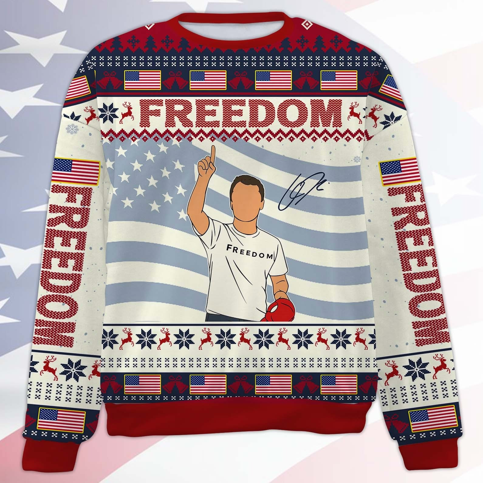 Freedom Ugly Sweater Charlie Kirk Shooter Christmas Sweater Patriotic Gifts For Him Freedom Ugly Sweater Charlie Kirk Shooter Christmas Sweater Patriotic Gifts For Him
