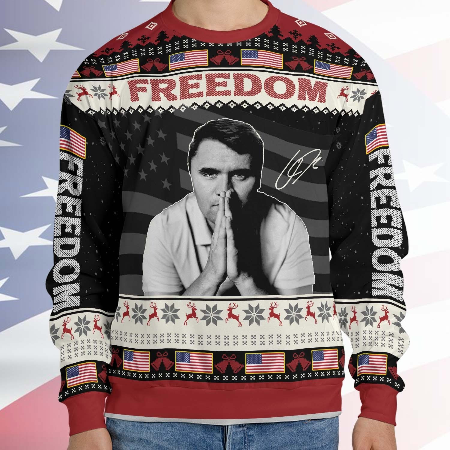 Freedom Ugly Sweater Charlie Kirk Signed Christmas Sweater Xmas Gifts For Patriots Freedom Ugly Sweater Charlie Kirk Signed Christmas Sweater Xmas Gifts For Patriots