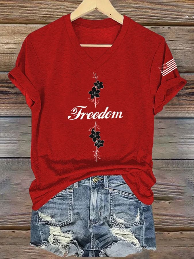 Freedom V-neck Shirt Charlie Kirk Clothing Freedom Patriotic Merch Gifts For Supporters Freedom V-neck Shirt Charlie Kirk Clothing Freedom Patriotic Merch Gifts For Supporters