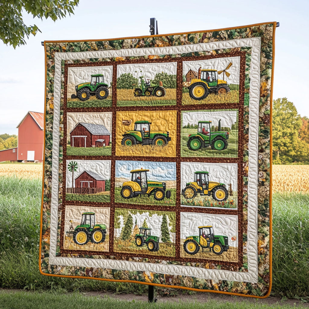 Freshly Harvested Quilted Blanket Cute Throw Blanket Tractor Themed Gifts For Adults