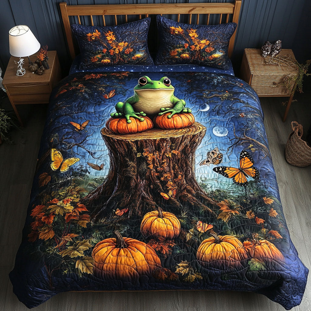 Frog Harmony Quilted Bedding Set Duvet Cover Bed Sheet Set Cute Frog Themed Gifts