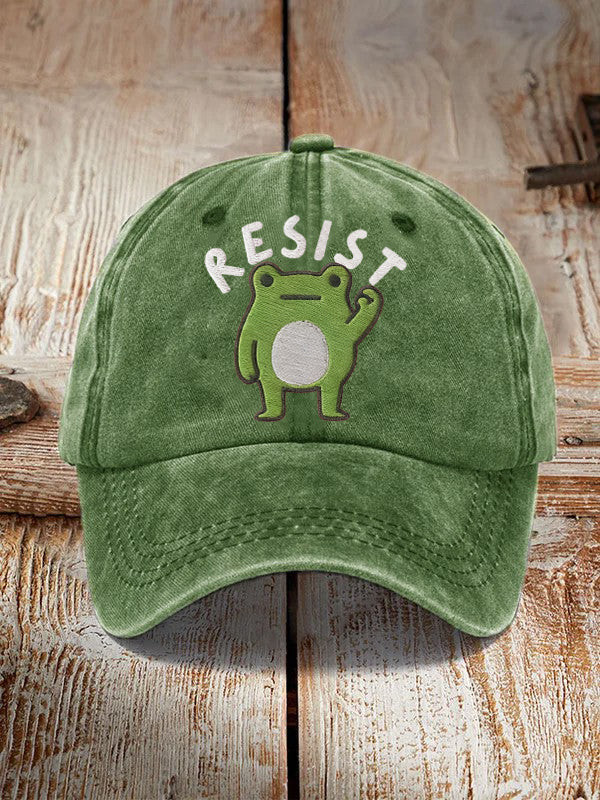 Frog Resist Hat Embroidered Portland Frogs Hat Gifts for Democracy Lovers Frog Resist Hat Embroidered Portland Frogs Hat Gifts for Democracy Lovers