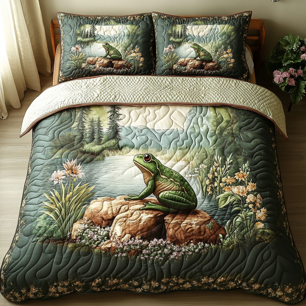Frog Tales Quilted Bedding Set Duvet Cover Bedspreads Frog Gifts For Her Frog Tales Quilted Bedding Set Duvet Cover Bedspreads Frog Gifts For Her