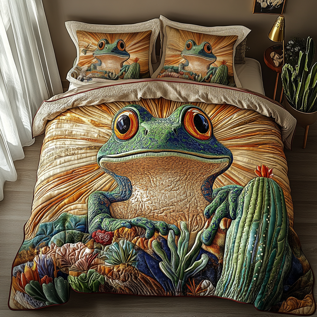 Frogs Cacti Quilted Bedding Set Duvet Cover Bed Sheet Set Unique Cactus Gifts Frogs Cacti Quilted Bedding Set Duvet Cover Bed Sheet Set Unique Cactus Gifts