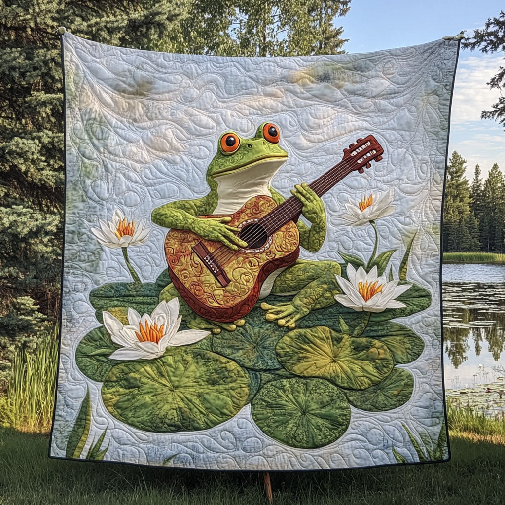 Frogs on Stage Quilted Blanket Sofa Throw Blanket Frog Gifts For Men