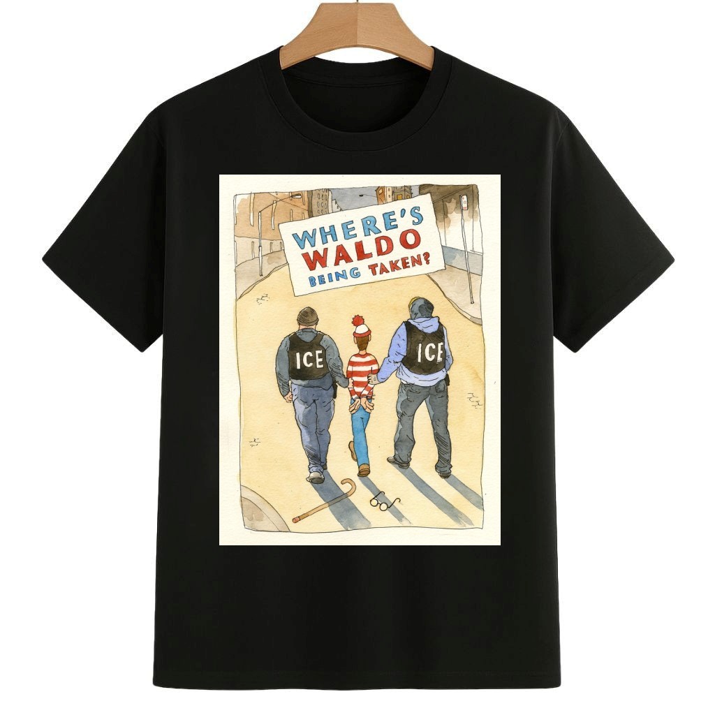 From Barry Blitt's Sketchbook Where's Waldo Being Taken by ICE Shirt Anti Fascism Frog Merch From Barry Blitt's Sketchbook Where's Waldo Being Taken by ICE Shirt Anti Fascism Frog Merch