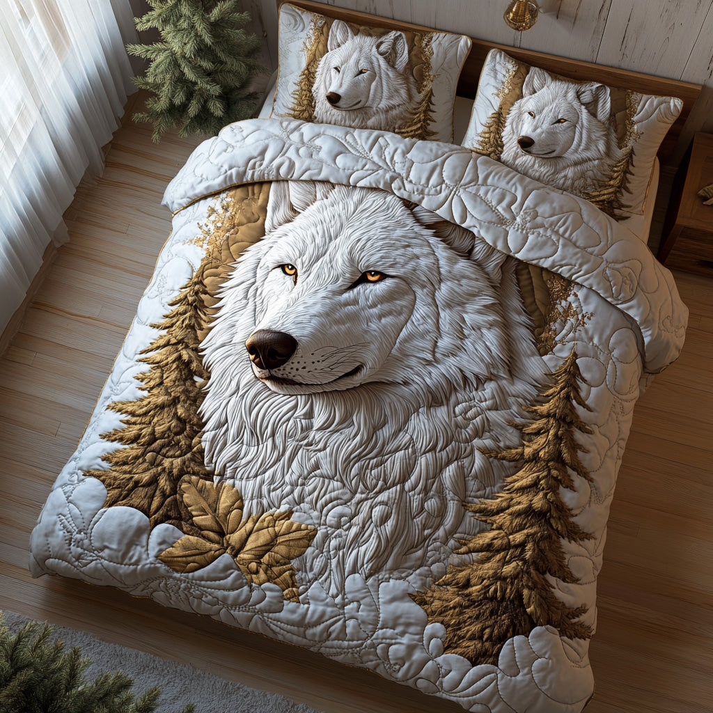 Frost Wolf Quilted Bedding Set Duvet Cover Bed Sheet Set Wolf Gifts For Him Her Frost Wolf Quilted Bedding Set Duvet Cover Bed Sheet Set Wolf Gifts For Him Her