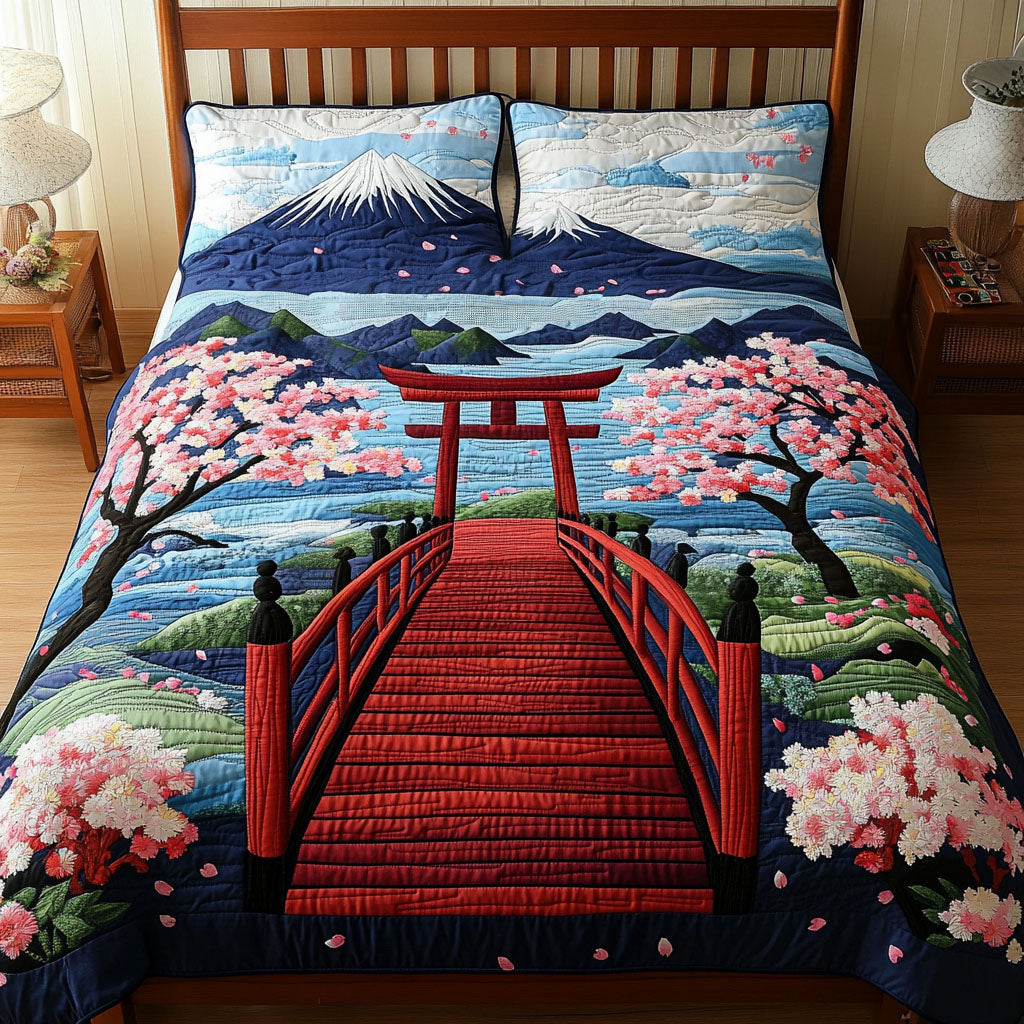 Fuji Blossom Breeze Quilted Bedding Set Duvet Cover Bed Sheet Set Fuji Mountain Japanese Gifts Fuji Blossom Breeze Quilted Bedding Set Duvet Cover Bed Sheet Set Fuji Mountain Japanese Gifts