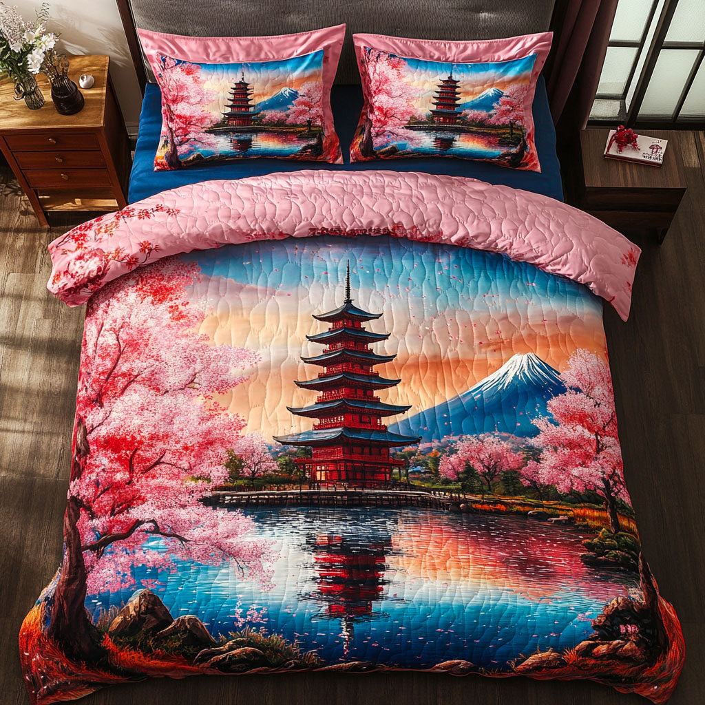 Fuji Harmony Quilted Bedding Set Duvet Cover Bedspreads Fuji Mountain Japanese Gifts Fuji Harmony Quilted Bedding Set Duvet Cover Bedspreads Fuji Mountain Japanese Gifts