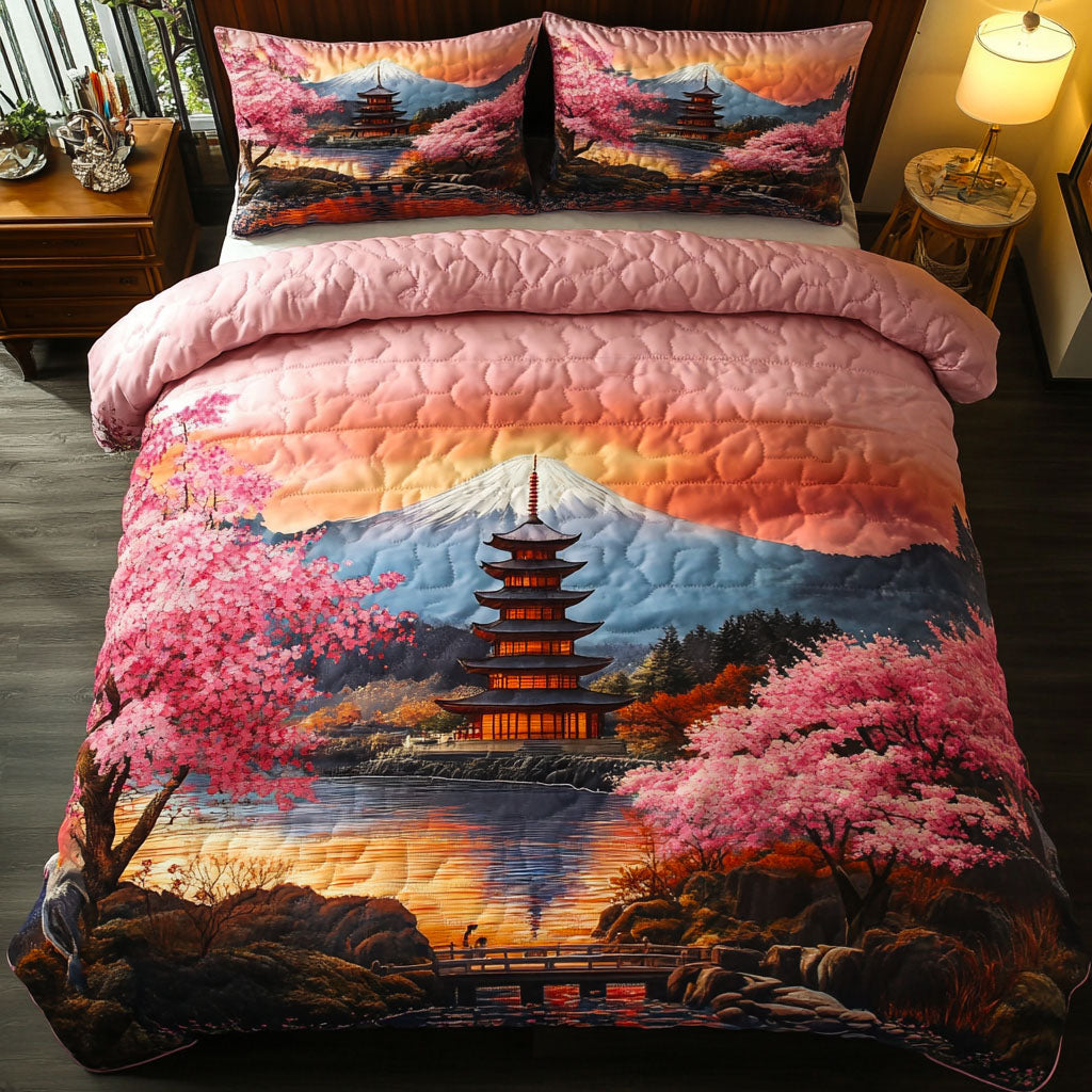 Fuji Sakura Sky Quilted Bedding Set Duvet Cover Bedspreads Fuji Mountain Japanese Gifts Fuji Sakura Sky Quilted Bedding Set Duvet Cover Bedspreads Fuji Mountain Japanese Gifts