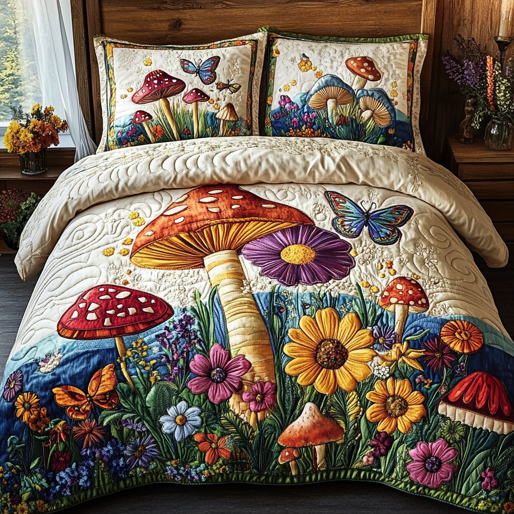 Fungi Dreams Quilted Bedding Set Duvet Cover Bed Sheet Set Christmas Gift Ideas For Hippies Fungi Dreams Quilted Bedding Set Duvet Cover Bed Sheet Set Christmas Gift Ideas For Hippies