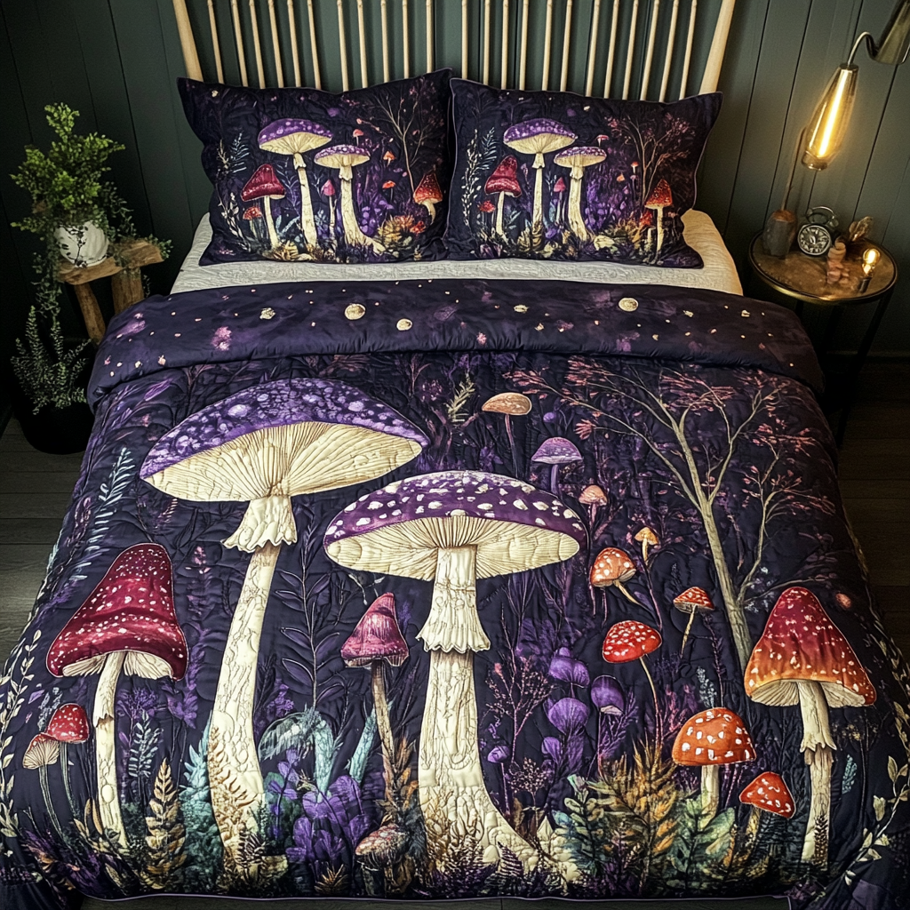 Fungi Forest Quilted Bedding Set Duvet Cover Bedspreads Christmas Gift For Daughter In Law Fungi Forest Quilted Bedding Set Duvet Cover Bedspreads Christmas Gift For Daughter In Law