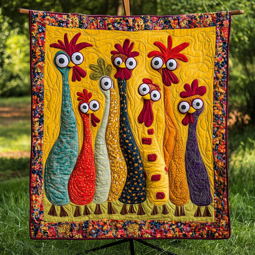 Funky Farmyard Friends Quilted Blanket Cute Colorful Blanket Gifts For Hen Chicken Lovers Funky Farmyard Friends Quilted Blanket Cute Colorful Blanket Gifts For Hen Chicken Lovers