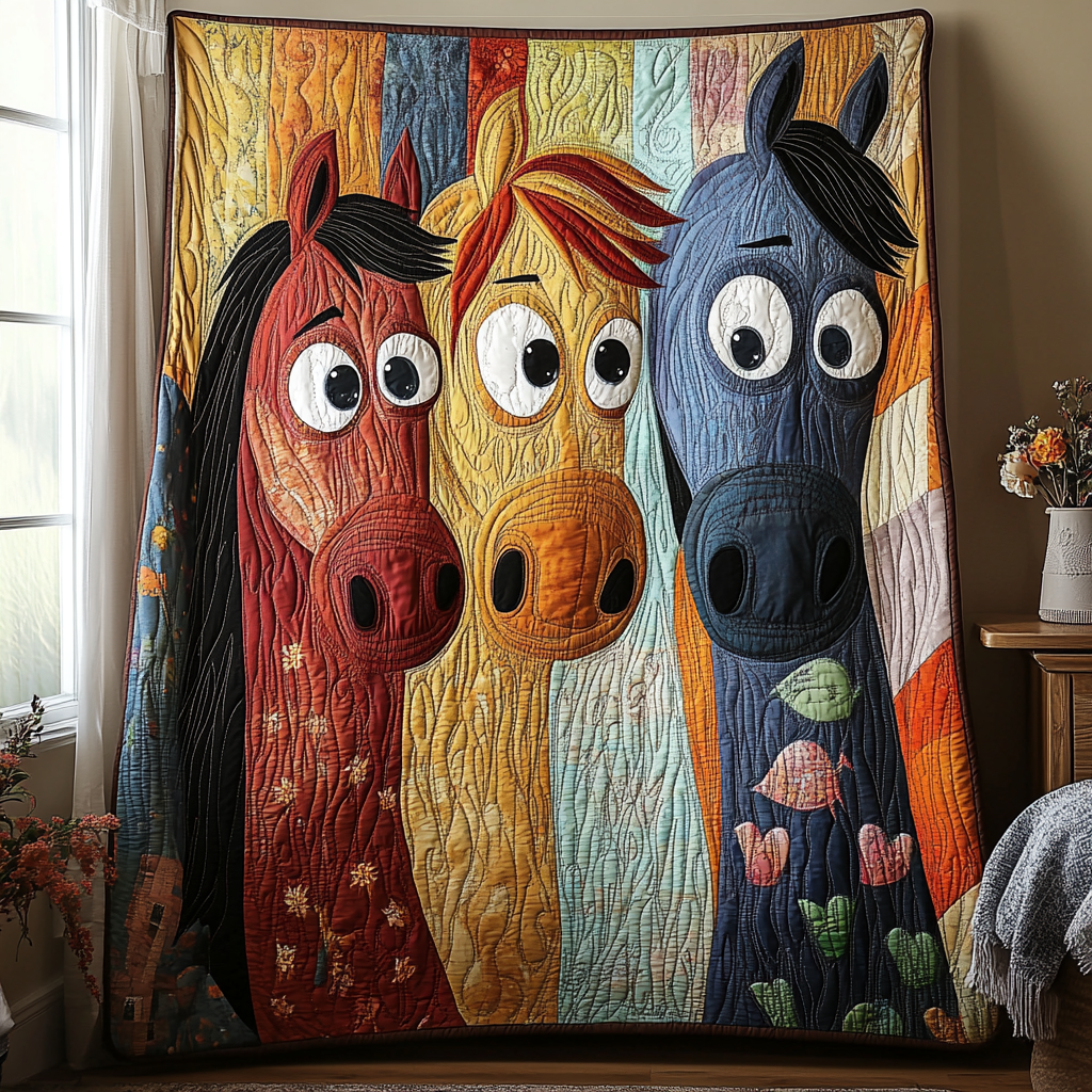 Funny Horse Design Quilted Blanket Sofa Throw Blanket Gifts For A Horse Person