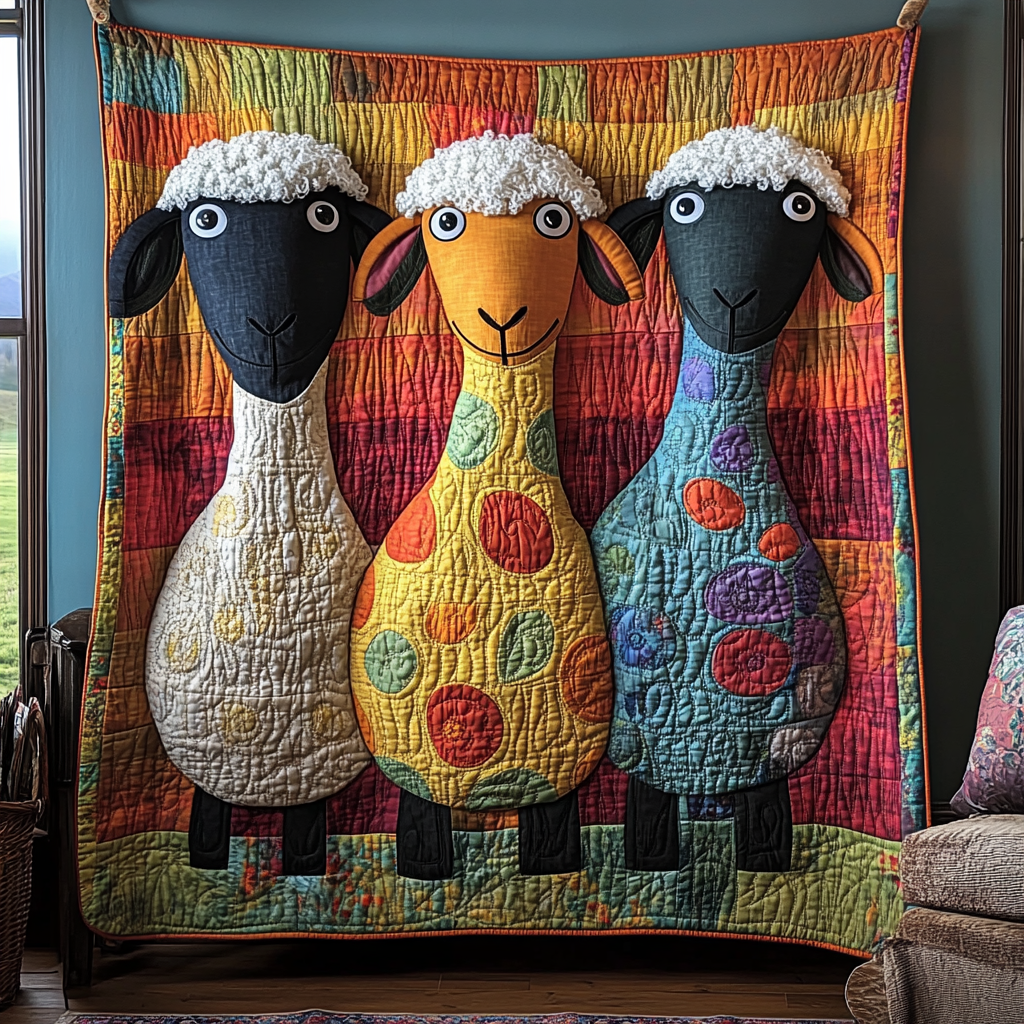 Funny Sheeps Quilted Blanket Sofa Throw Blanket Cute Sheep Gifts