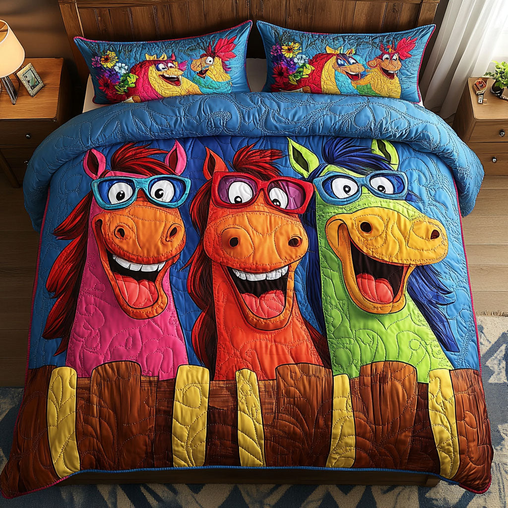 Gallop Giggles Quilted Bedding Set Duvet Cover Bed Sheet Set Gifts For A Horse Person Gallop Giggles Quilted Bedding Set Duvet Cover Bed Sheet Set Gifts For A Horse Person