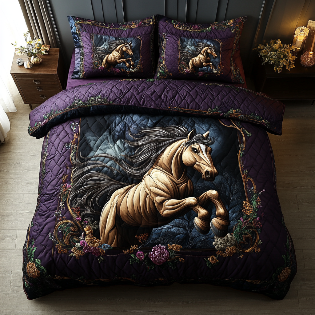 Galloping Horse Quilted Bedding Set Duvet Cover Merch Best Gifts For Horse Owners Galloping Horse Quilted Bedding Set Duvet Cover Merch Best Gifts For Horse Owners