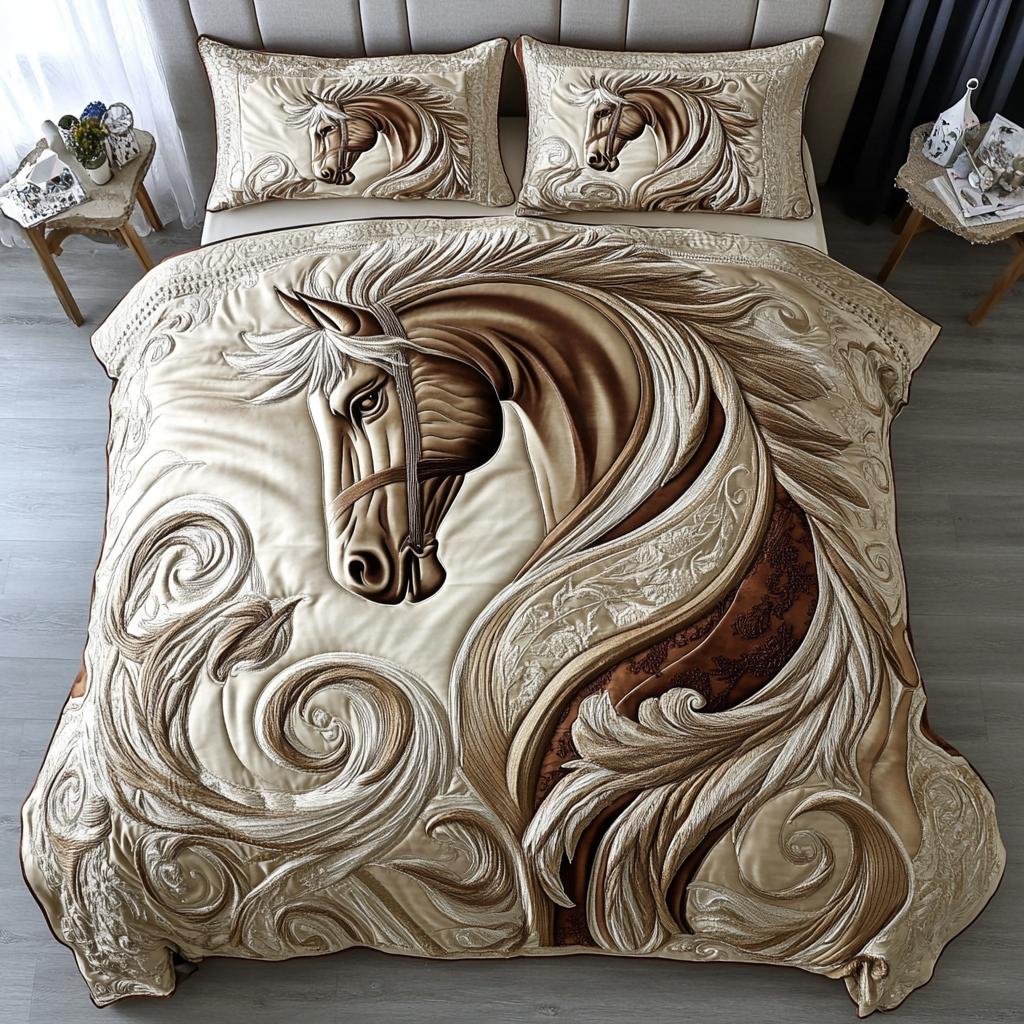 Galloping Horse Quilted Bedding Set Duvet Cover Merch Unique Equestrian Gifts Galloping Horse Quilted Bedding Set Duvet Cover Merch Unique Equestrian Gifts