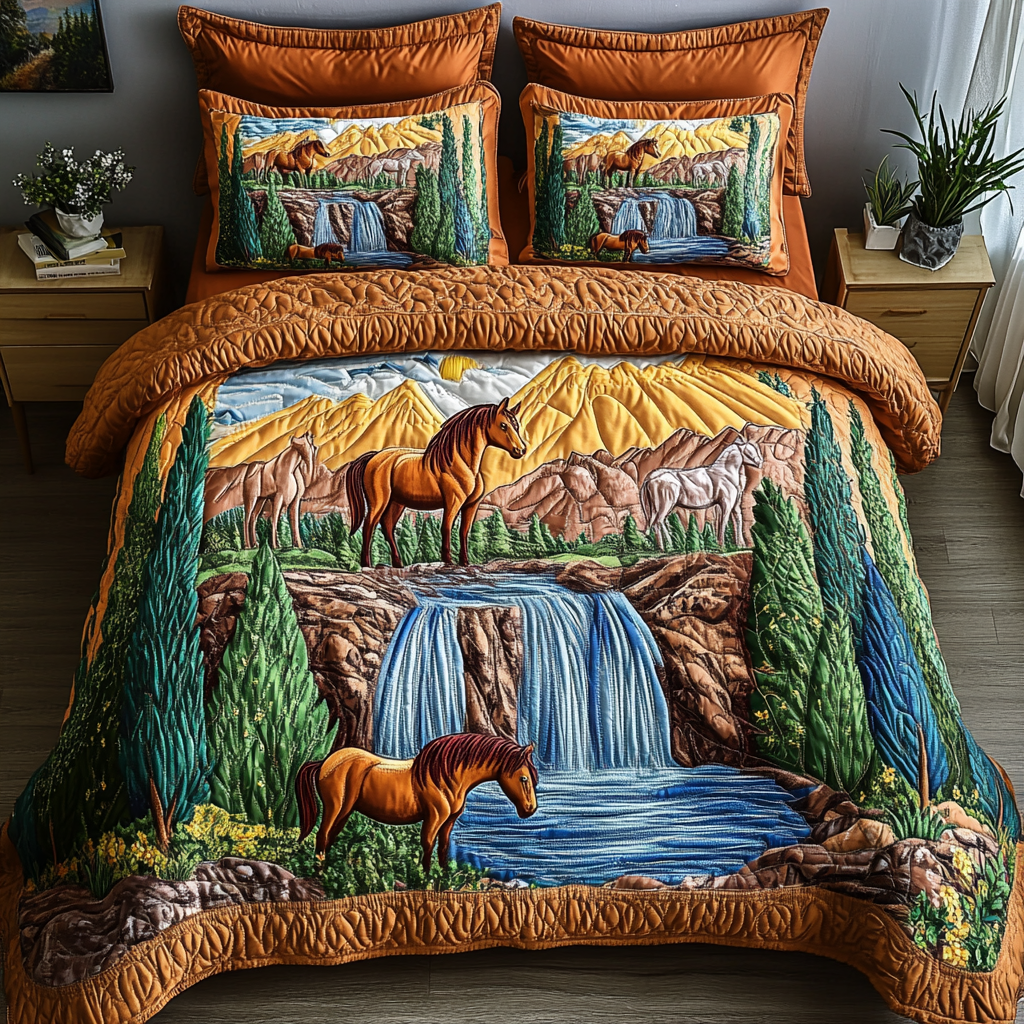 Galloping Spirit Quilted Bedding Set Duvet Cover Bed Sheet Set Unique Equestrian Gifts Galloping Spirit Quilted Bedding Set Duvet Cover Bed Sheet Set Unique Equestrian Gifts