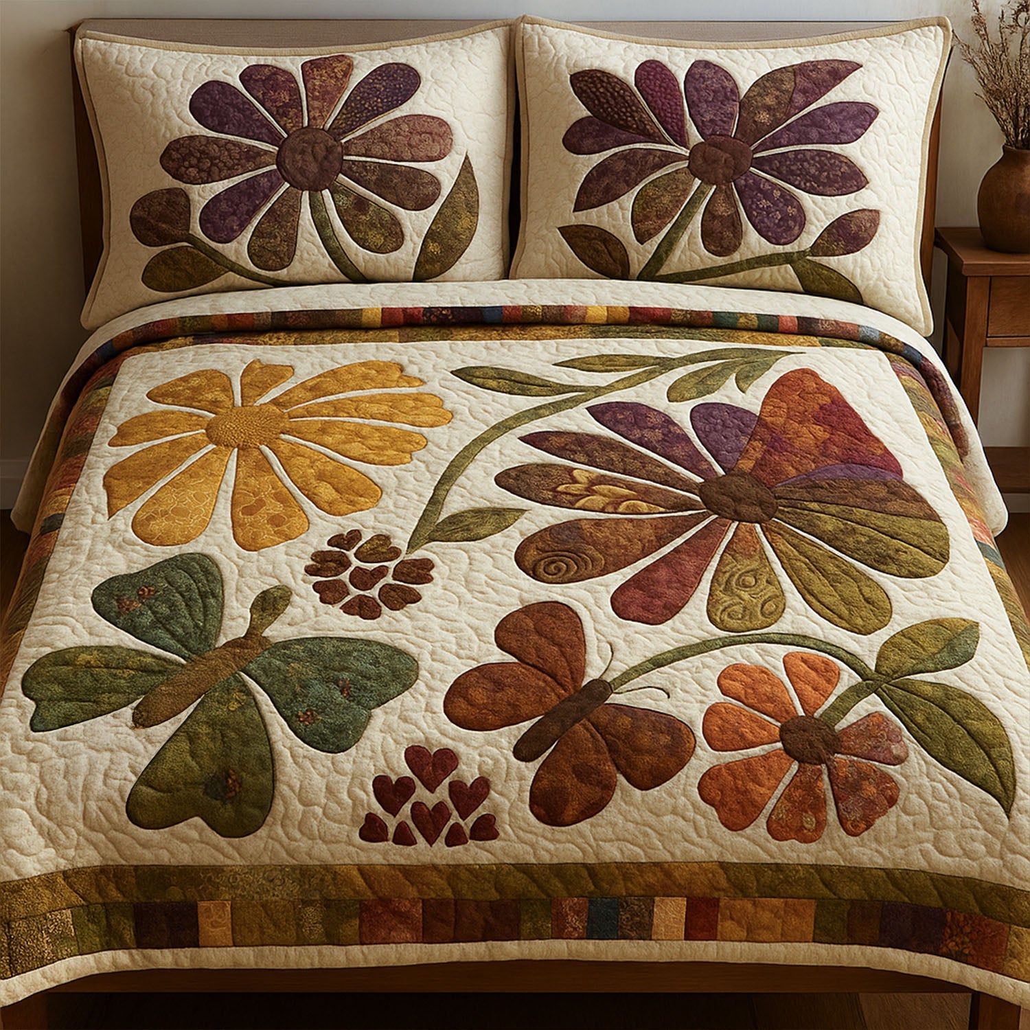 Garden Charm Quilted Bedding Set Duvet Cover Merch Flower Gifts For Women Garden Charm Quilted Bedding Set Duvet Cover Merch Flower Gifts For Women