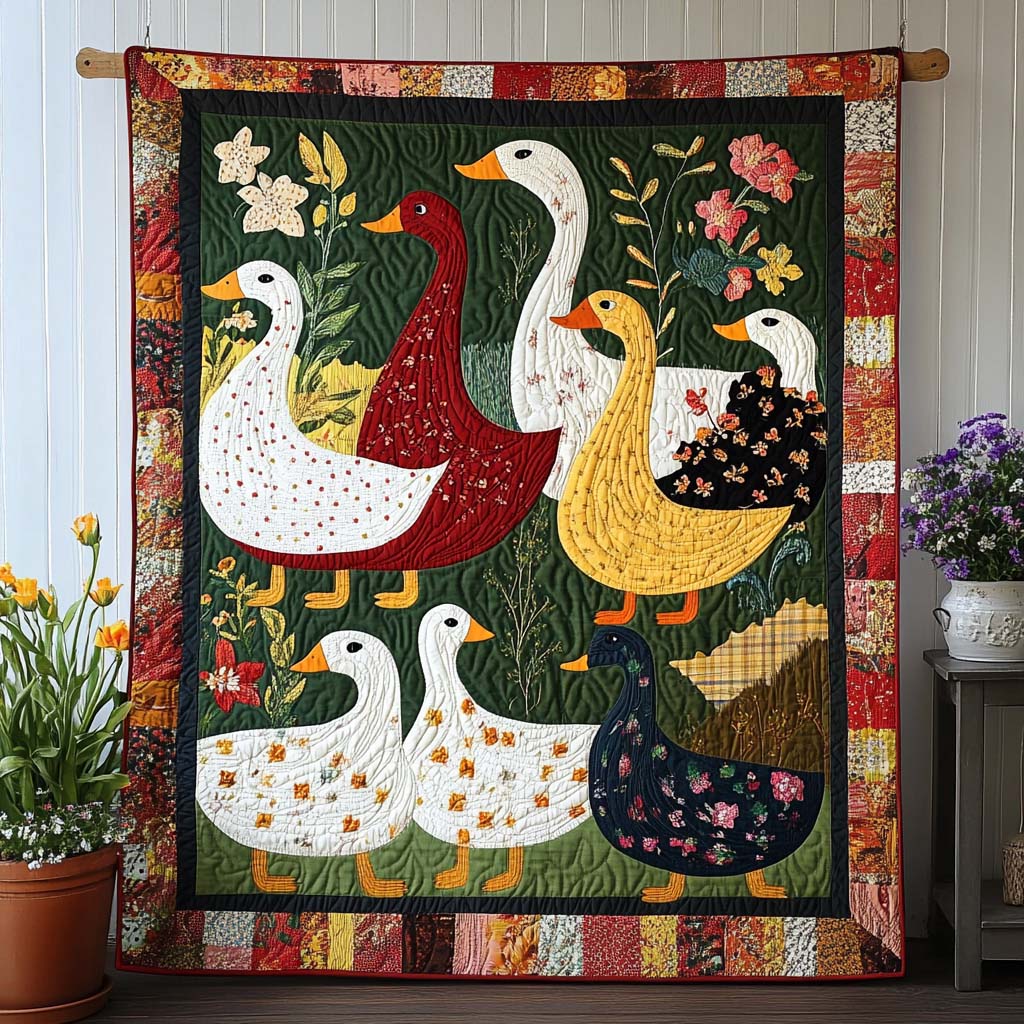 Garden Duck Whisper Quilted Blanket Cute Colorful Blanket Gifts For Duck Lovers Garden Duck Whisper Quilted Blanket Cute Colorful Blanket Gifts For Duck Lovers