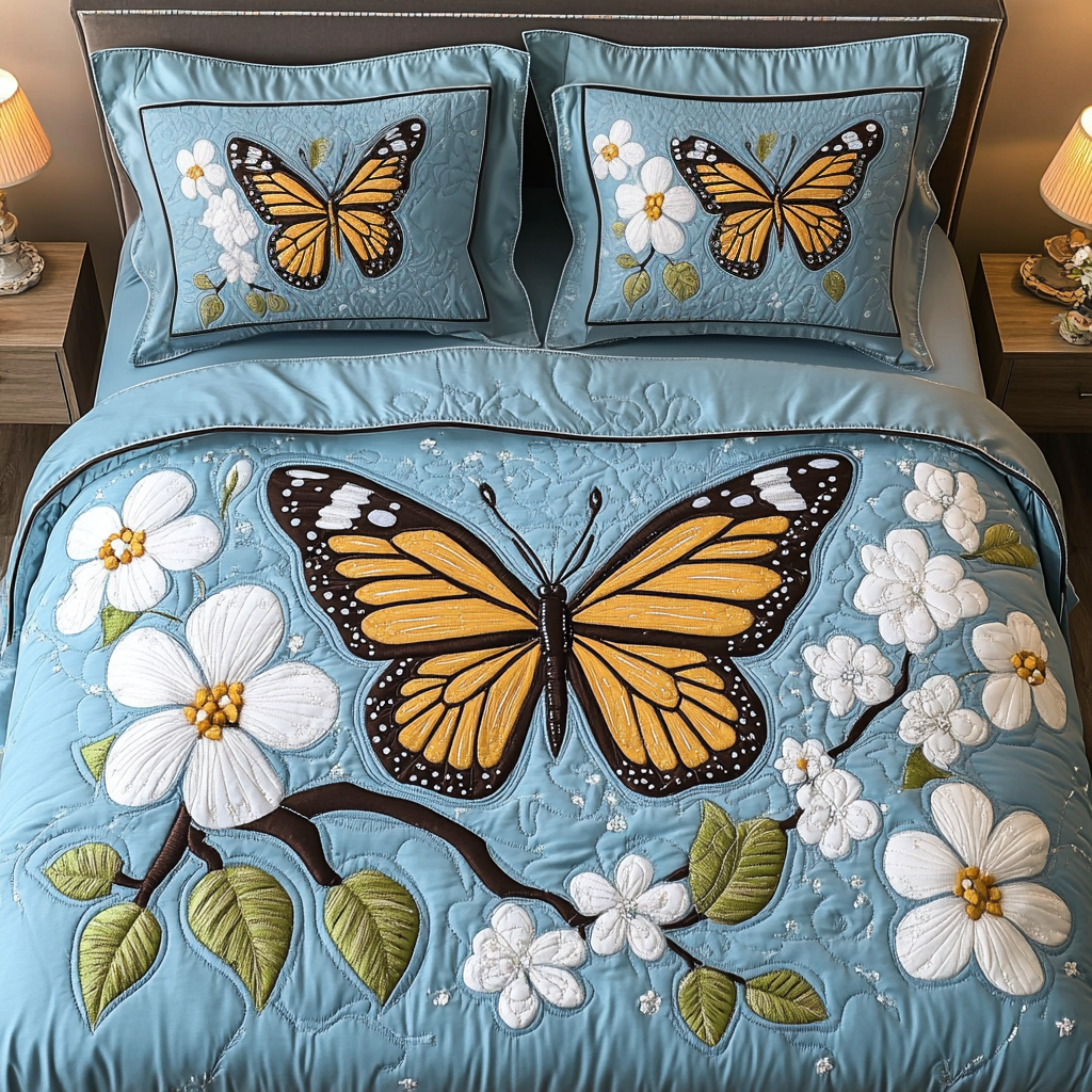 Garden Flight Quilted Bedding Set Duvet Cover Bed Sheet Set Butterfly Gifts For Girl Garden Flight Quilted Bedding Set Duvet Cover Bed Sheet Set Butterfly Gifts For Girl