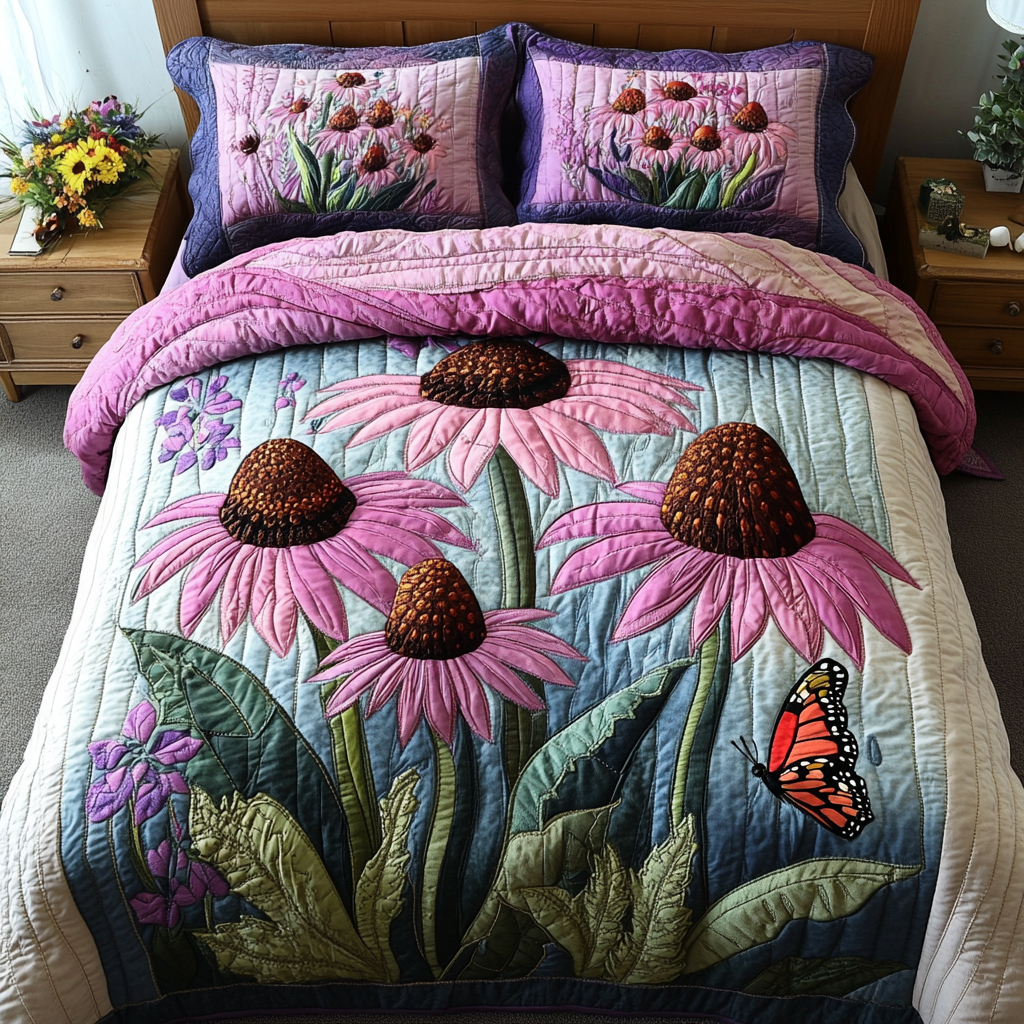 Garden Floral Quilted Bedding Set Duvet Cover Bedspread Daisy Flower Gifts Garden Floral Quilted Bedding Set Duvet Cover Bedspread Daisy Flower Gifts