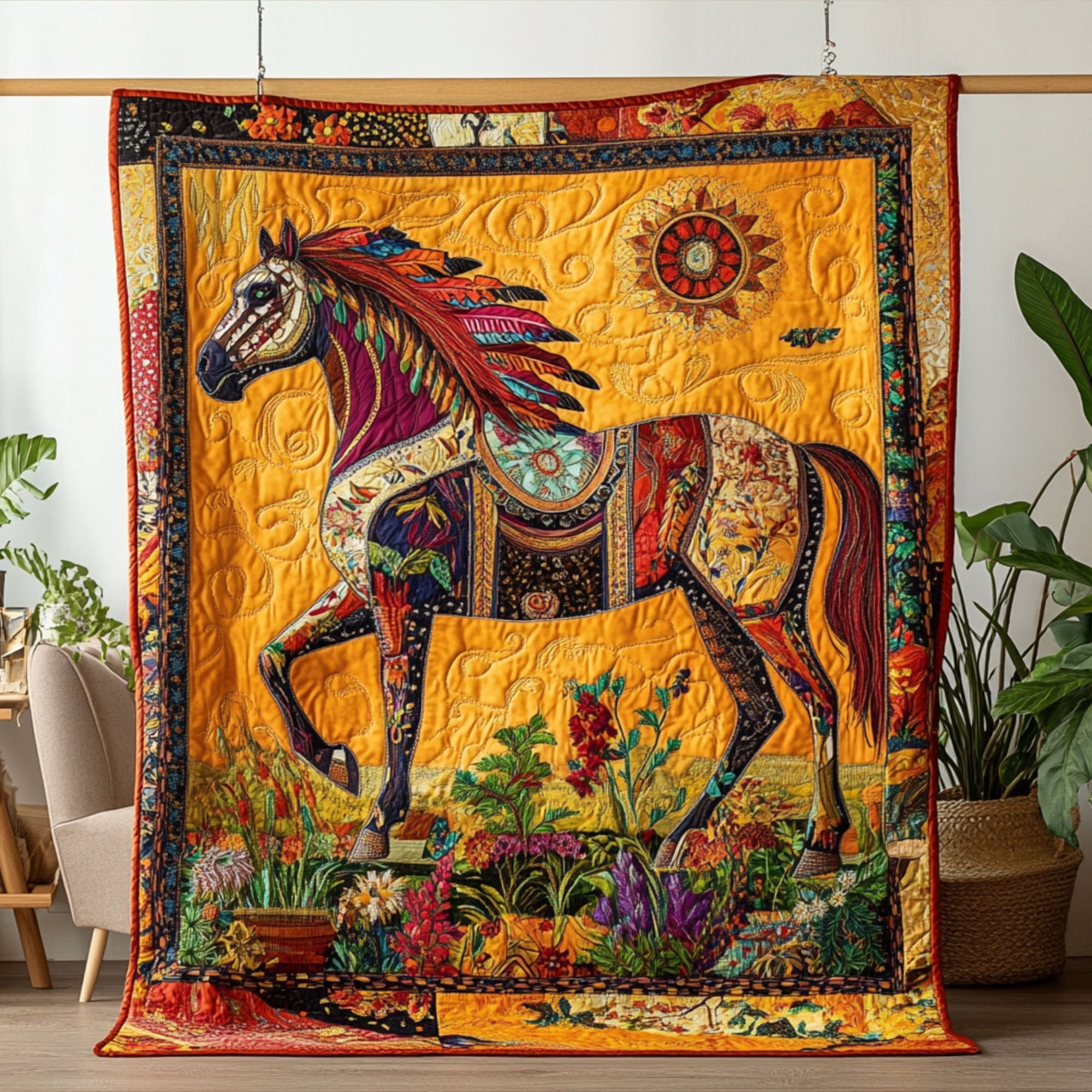 Garden Gallop Quilted Blanket Cute Colorful Blanket Christmas Gifts For Horse Racing Lovers Garden Gallop Quilted Blanket Cute Colorful Blanket Christmas Gifts For Horse Racing Lovers
