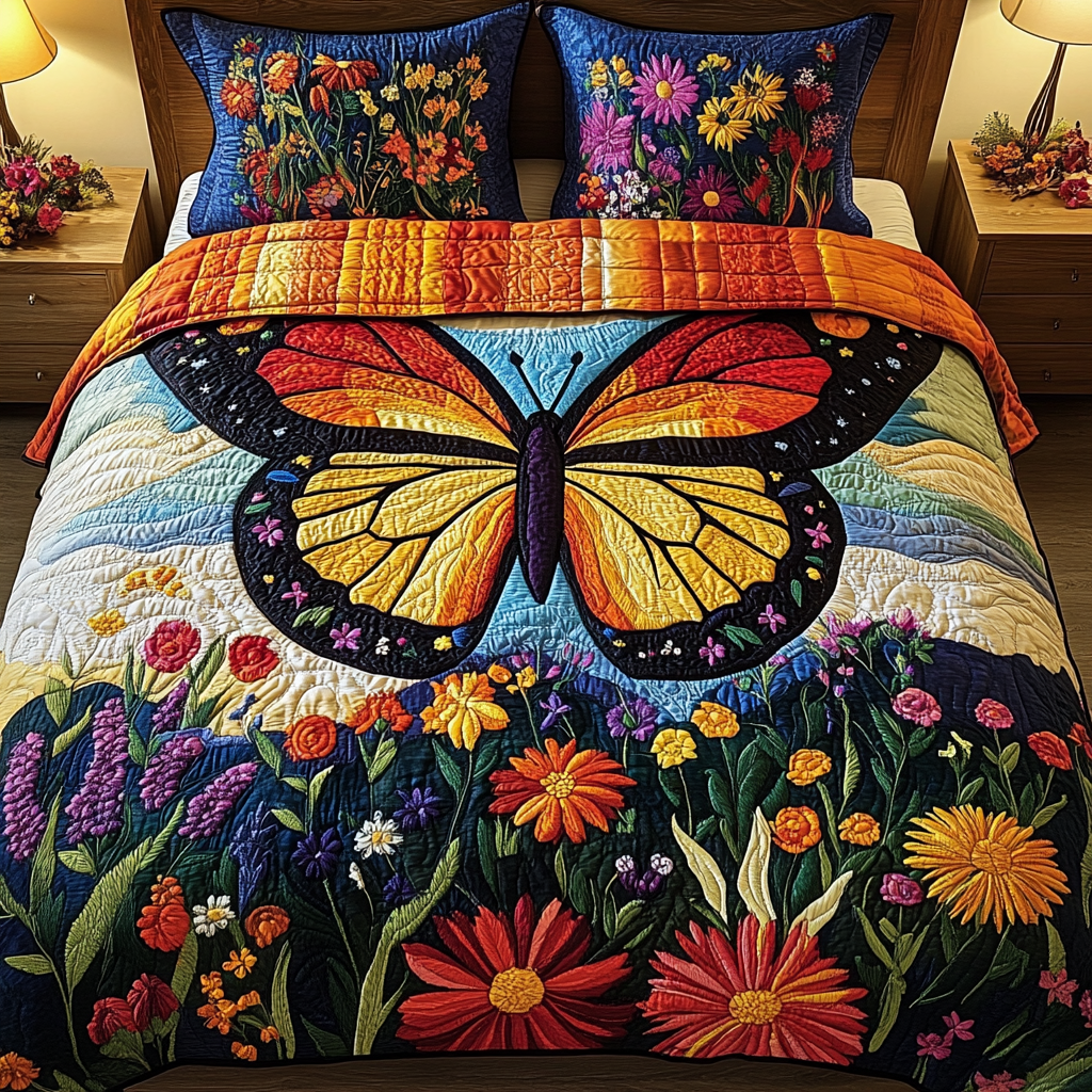 Garden Glow Quilted Bedding Set Duvet Cover Bedspread Butterfly Gifts For Mom Garden Glow Quilted Bedding Set Duvet Cover Bedspread Butterfly Gifts For Mom