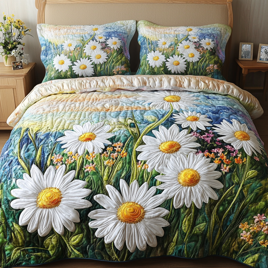 Garden Joy Quilted Bedding Set Duvet Cover Bed Sheet Set Flower Daisy Inspired Gifts Garden Joy Quilted Bedding Set Duvet Cover Bed Sheet Set Flower Daisy Inspired Gifts