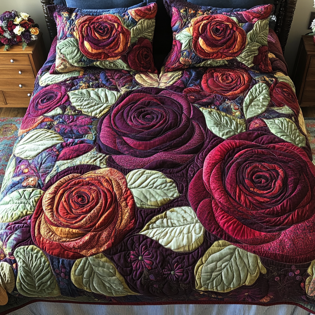 Garden Kiss Quilted Bedding Set Duvet Cover Bed Sheet Set Christmas Flower Gifts Garden Kiss Quilted Bedding Set Duvet Cover Bed Sheet Set Christmas Flower Gifts