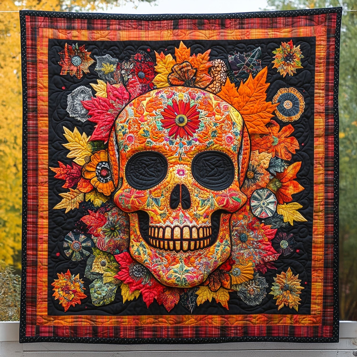 Garden of Skulls Quilted Blanket Cute Colorful Blanket Skull Gifts For Dad Garden of Skulls Quilted Blanket Cute Colorful Blanket Skull Gifts For Dad