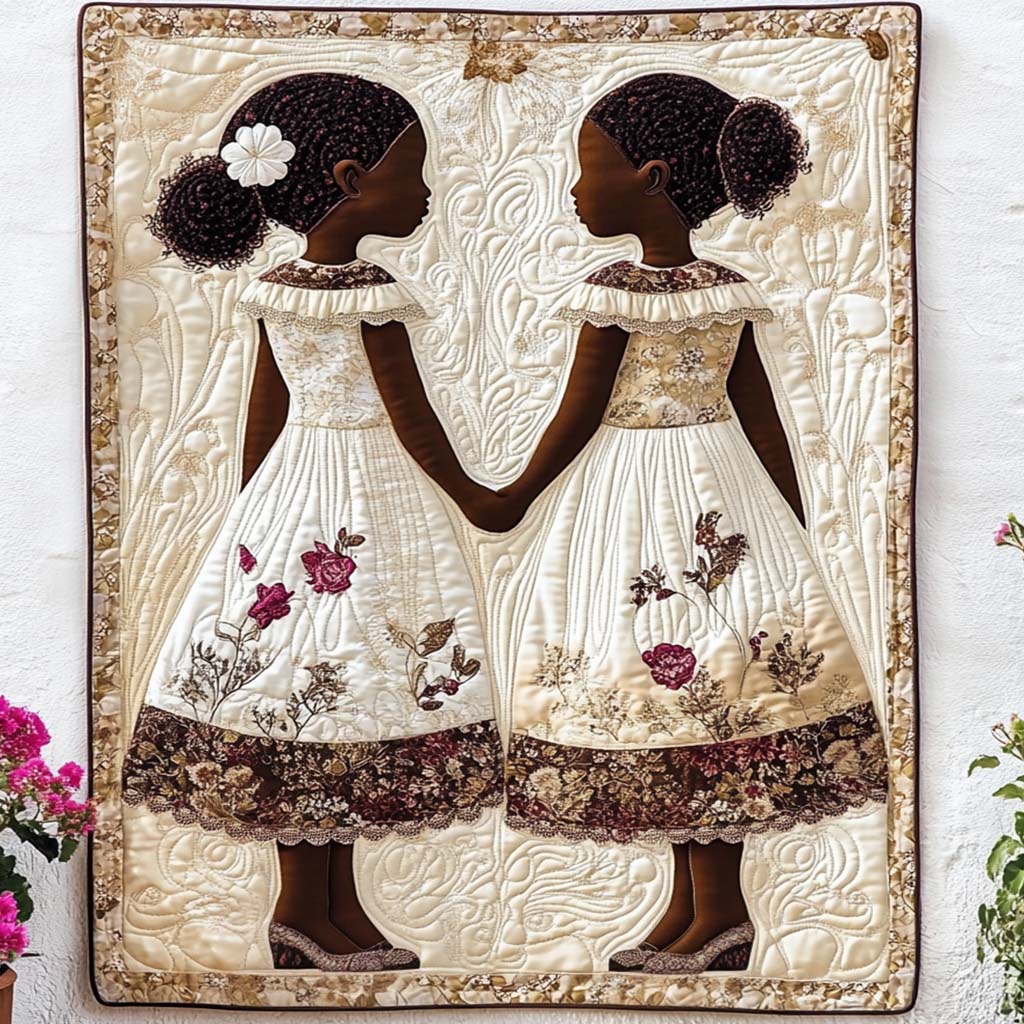 Garden Sisters Quilted Blanket Nice Throw Blanket Melanin Black Women Gifts For Her