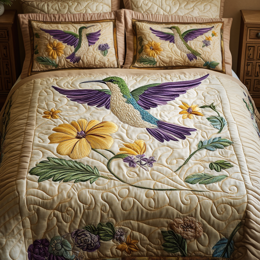 Garden Wings Quilted Bedding Set Duvet Cover Merch Cool Gifts For Hummingbird Lovers Garden Wings Quilted Bedding Set Duvet Cover Merch Cool Gifts For Hummingbird Lovers